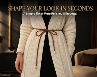 Thin Leather Rope Belt | Knotted Waist Tie | Sweater Coat Cincher | Skirt Dress Strap | Minimalist Wrap Belt