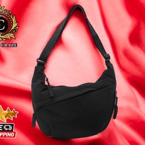 Multi-Pocket Crescent Crossbody Bag | Lightweight Nylon Shoulder Pouch