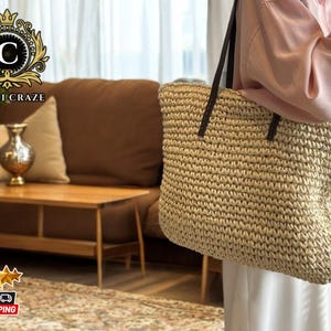 Stylish Rattan Handbag | Large Capacity Wicker Bag | Summer Beach Straw Purse | Casual Wooden Travel-Tote for Women