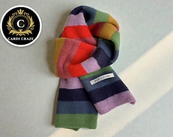 Striped Knit Scarf | Soft Fuzzy Colorblock Winter Wrap