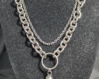 Stainless Steel Skull Necklace – Layered Double Chain