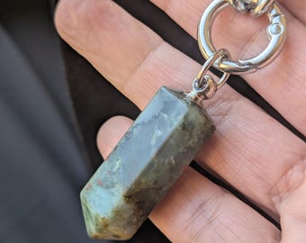 Drachenblut Jaspis Punkt Halskette - Edelstahl klobige Kette