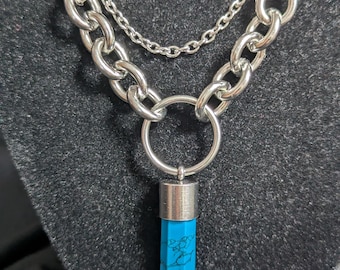 Turquoise Howlite Point Necklace – Stainless Steel Layered Chains