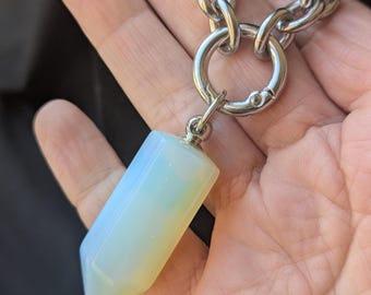 Opalite Point Halskette - Edelstahl Chunky Chain