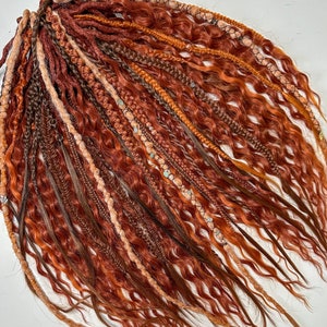Gekrulde dreadlocks gember golvende dreadlocks mix synthetische vlechten en gehaakte dreadlocks synthetische hair extensions