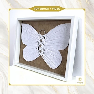 Mariposa de macramé en marco de madera 3D: tutorial en PDF y vídeo