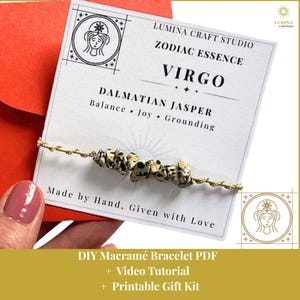 Zodiac Macramé Bracelet PDF Pattern – Sunstone Gemstone DIY Tutorial (Digital Download) - Gift for Virgo