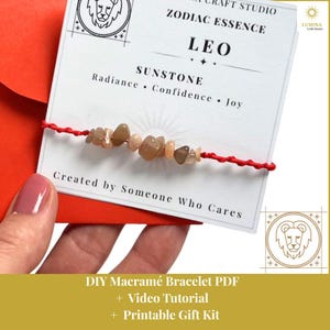 Zodiac Macramé Bracelet PDF Pattern – Sunstone Gemstone DIY Tutorial (Digital Download)
