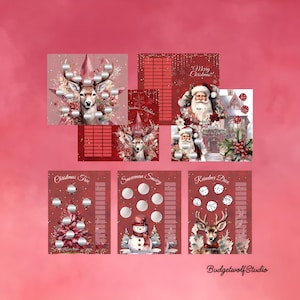 Weihnachten Set | Sparchallenge | Rentier/Winter | Schneemann | Rubbelchallenge | Umschlagmethode A6 | Artikelnummer: BW-1045-47, BW-2016/17