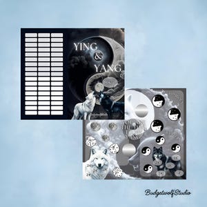Sparchallenge Ying und Yang 2er Klappkarte | Wolf| Rubbelchallenge | Würfelchallenge | Umschlagmethode A6 | Artikelnummer: BW-2018