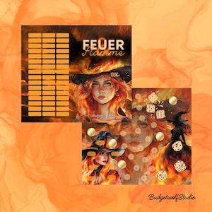 Sparchallenge Feuer & Flamme 2er Klappkarte | Hexenfeuer | Rubbelchallenge | Würfelchallenge | Umschlagmethode A6 | Artikelnummer: BW-2032