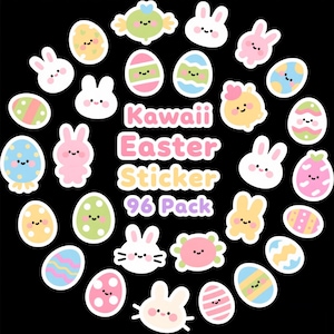 Pegatinas Kawaii de Conejito y Huevo de Pascua - 96 piezas para una encantadora decoración de Pascua