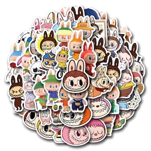 Adorable Labubu Inspired Sticker Gift Set | Cute Cartoon Vinyl Decals | Perfect Present for Kids Girls Boys | 55 PCS Fun!