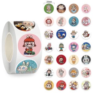 500 PCS Labubu Inspired Cute Cartoon Stickers - Kawaii Art Sticker Pack - Aesthetic Planner & Laptop Decals - Waterproof Vinyl Sticker