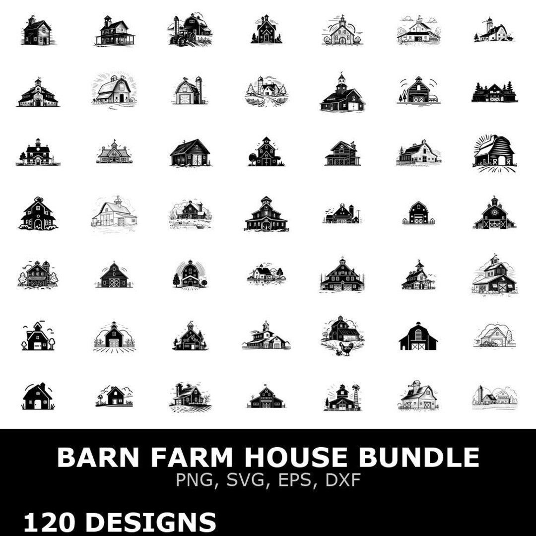 Barn Farm House Digital Clipart Bundle Svg Png Eps Dxf for Cricut ...