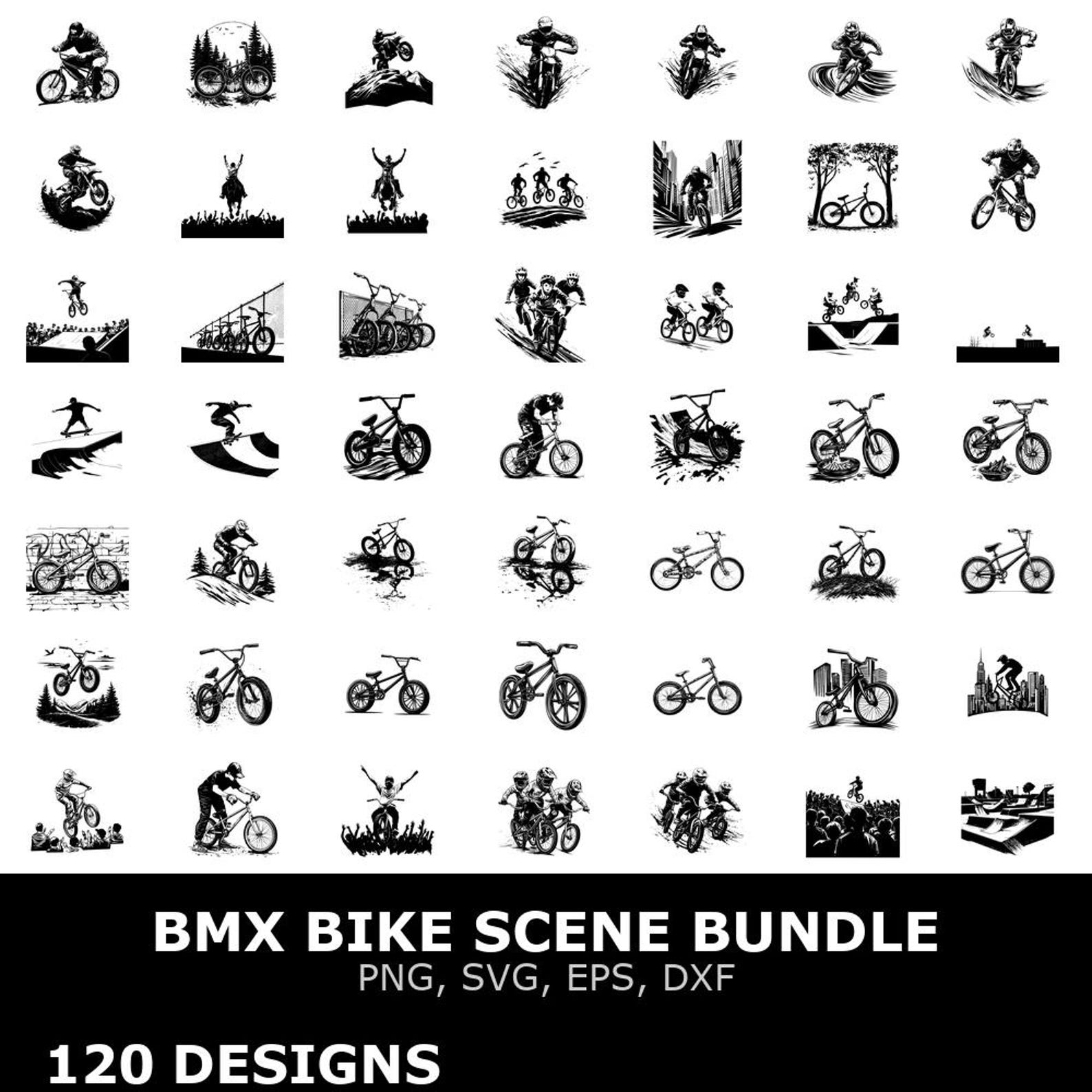 BMX Bike Scene Digital Clipart Bundle Svg Png Eps Dxf for Cricut ...