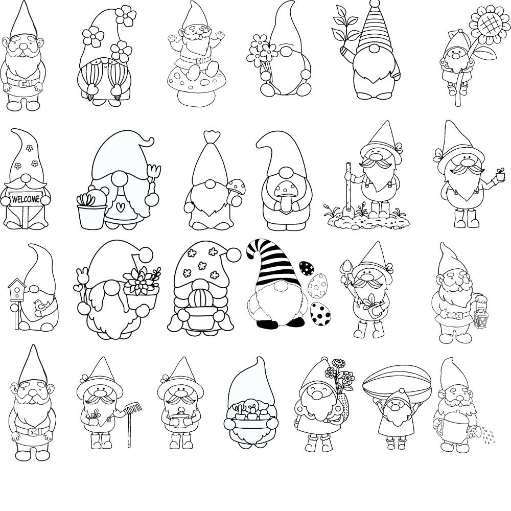 Garden Gnomes Bundle SVG, Garden Gnomes Clipart, SVG Files, PNG File ...