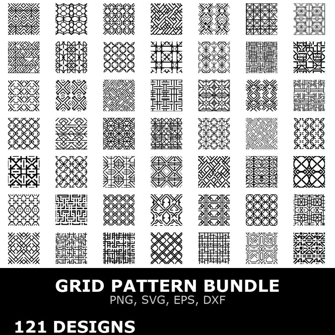 Grid Pattern Digital Clipart Bundle Svg Png Eps Dxf Cricut Cutting ...