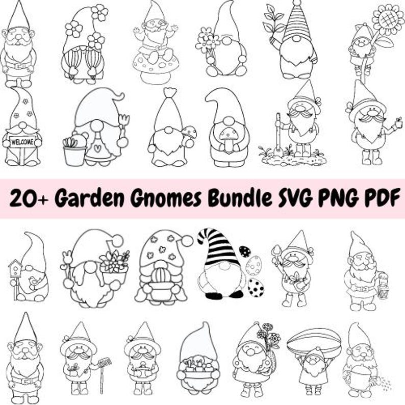 Garden Gnomes Bundle SVG, Garden Gnomes Clipart, SVG Files, PNG File ...