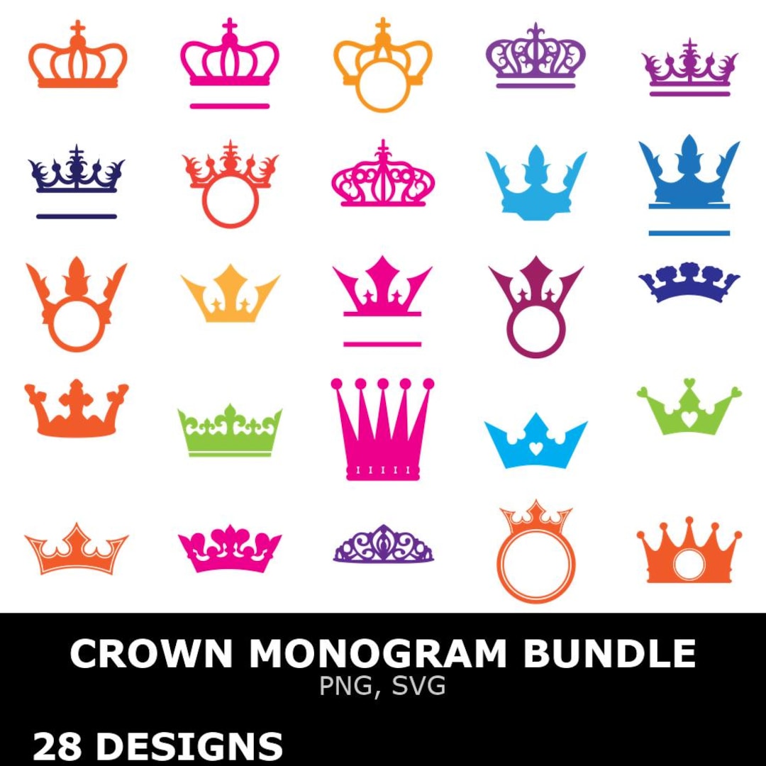 Crown Monogram SVG Bundle, Crown Monogram Clipart, Cutting Files for ...