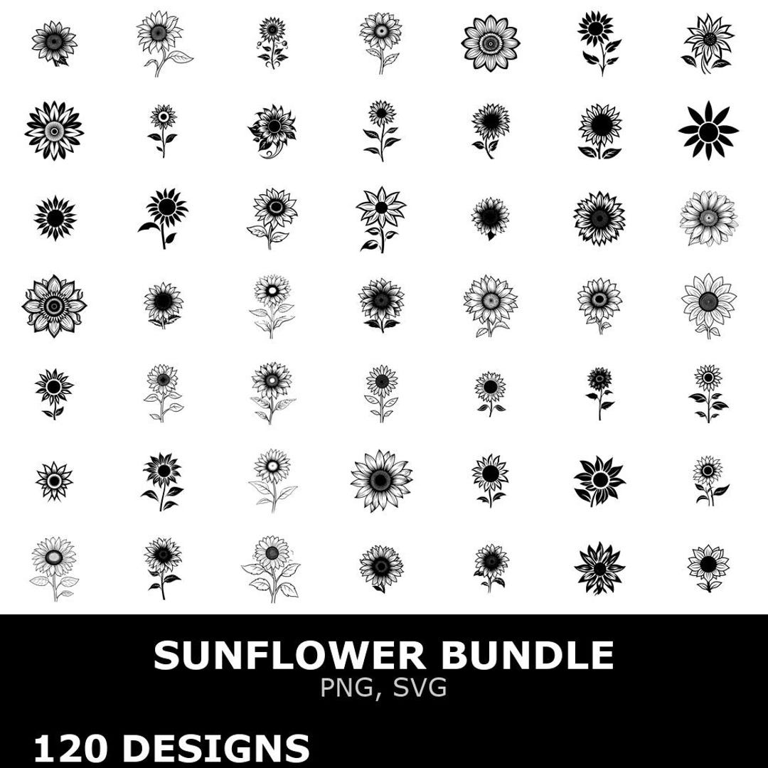 Sunflower Digital Clipart Bundle Svg Png for Cricut Cutting Files ...