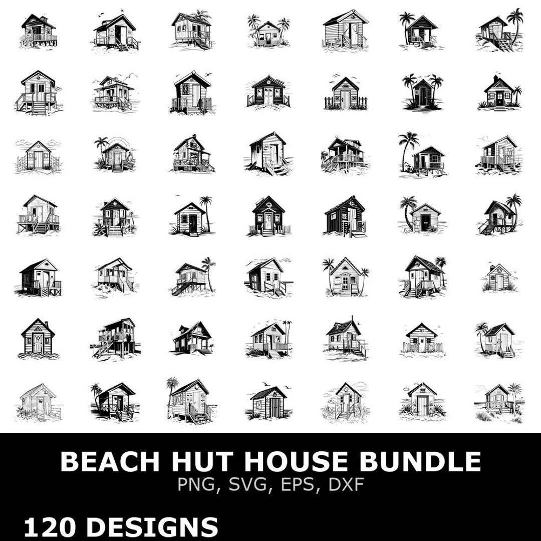 Beach Hut House Digital Clipart Bundle Svg Png Eps Dxf for Cricut ...
