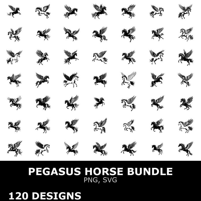 Pegasus Horse Digital Clipart Bundle Svg Png for Cricut Cutting Files ...
