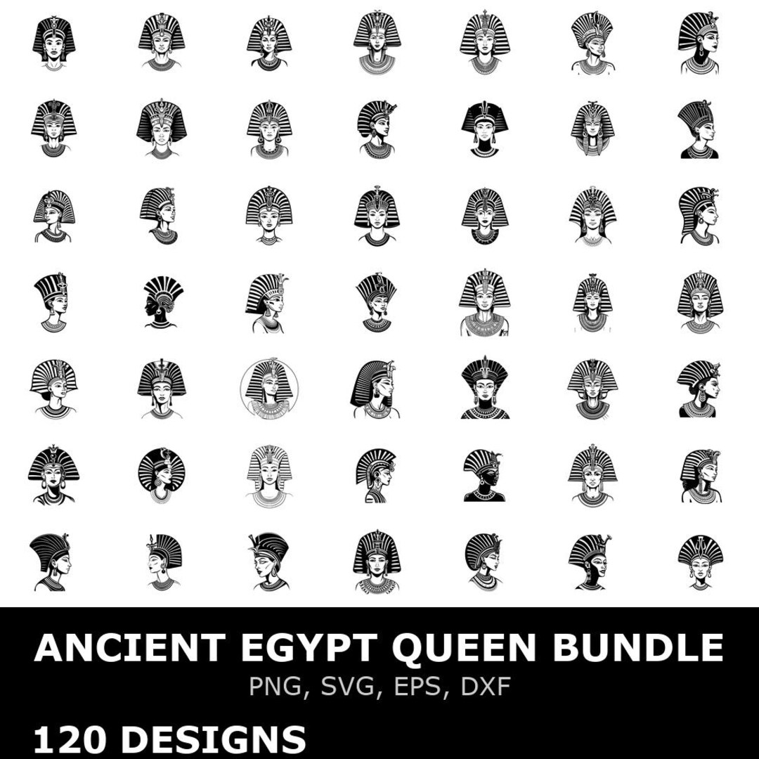 Ancient Egypt Queen Digital Clipart Bundle Svg Png Eps Dxf for Cricut ...
