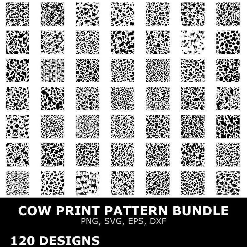 Cow Print Pattern Digital Clipart Bundle Svg Png Eps Dxf for Cricut ...