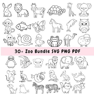 Zoo Animals Bundle SVG, Zoo Doodle Svg, Zoo SVG Cutting Files for Cricut, Zoo Clipart, Hand-drawn ZooSVG