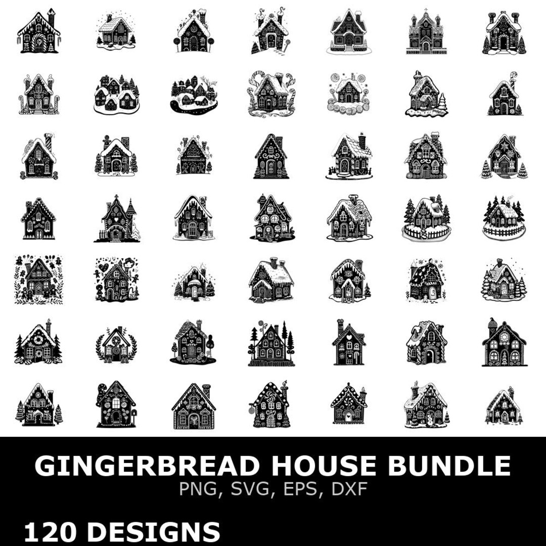 Gingerbread House Digital Clipart Bundle Svg Png Eps Dxf Cutting Files ...