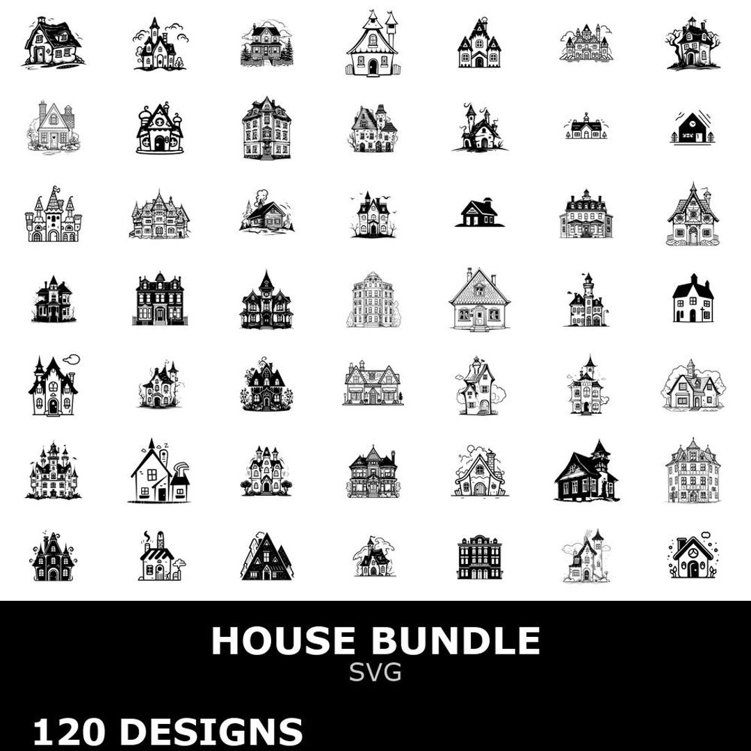 House Digital Clipart Bundle Svg for Cricut Cutting Files Printable ...