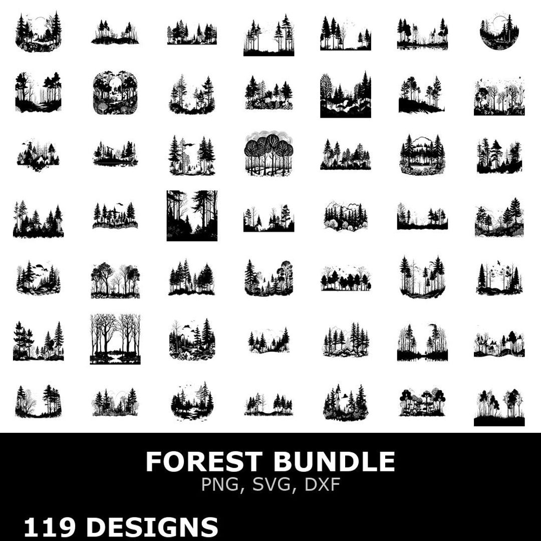 Forest Sign Dxf File Forest Digital Clipart Bundle Svg Png Dxf Cricut Cutting Files Nature ...
