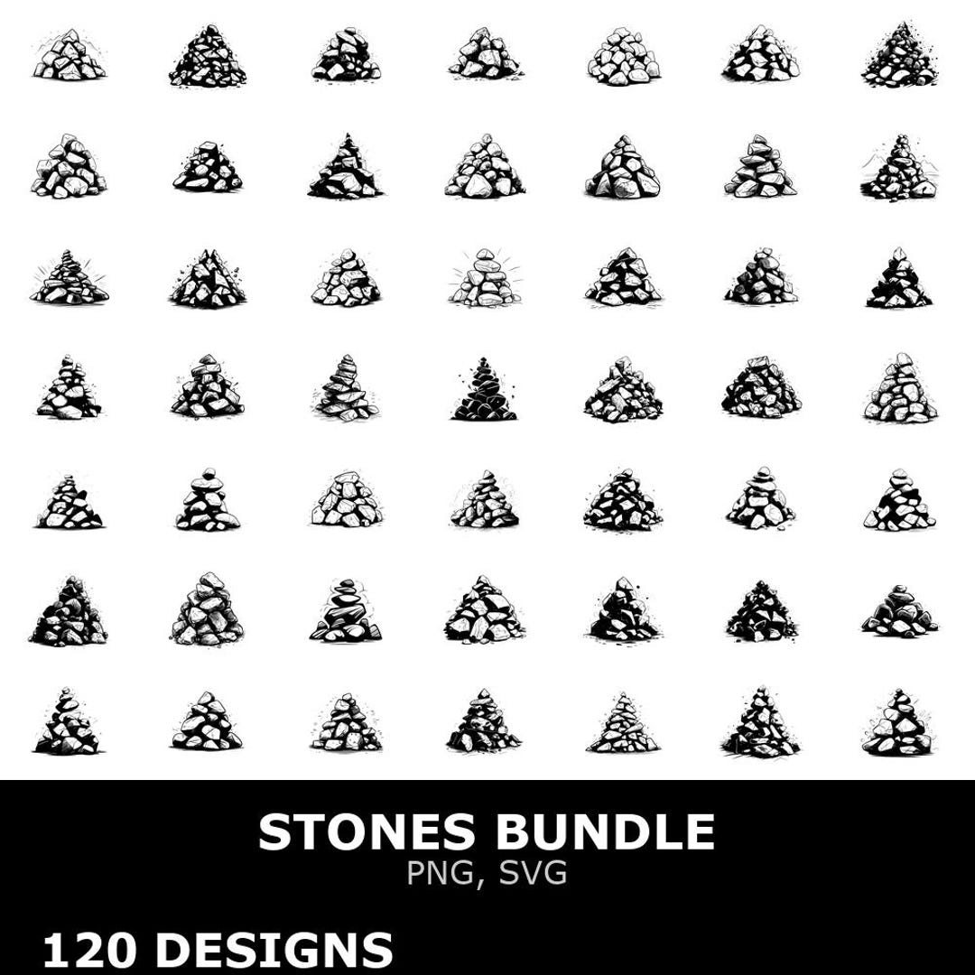 Stones Digital Clipart Bundle Svg Png for Cricut Cutting Files Nature ...