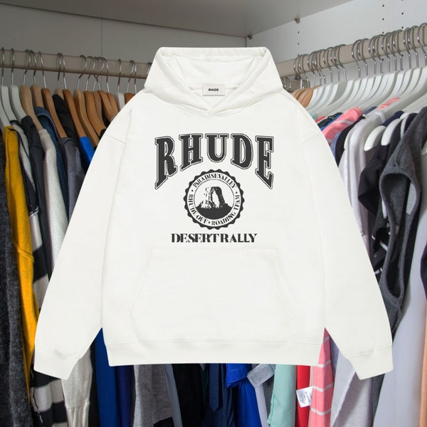 Rhude sweatshirt, Rhude letter print sweatshirt, casual streetwear for couples, unisex