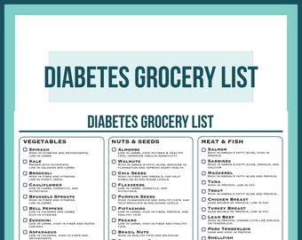Diabetes-Lebensmittelliste, Diabetiker-Lebensmitteltabelle, Diabetiker-Diätblatt, Diabetiker-Speiseplan, Einkaufsliste, Diabetiker-Lebensmittelliste, Nährwertliste, GI-Lebensmittel