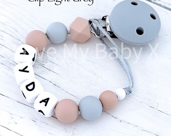 Personalized Silicone Pacifier Clip, Boho Baby Shower Gift