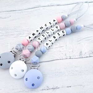 Flexible dummy clip Baby shower gift First dummy chain Baby boy gift Personalized Pacifier Clip Soother Holder Mam dummy Clip Bibs