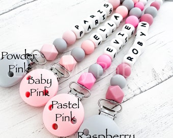Personalised silicone dummy clip Baby shower gift First dummy chain Baby boy gift Personalized Pacifier Clip Soother Holder Mam Clip Bibs