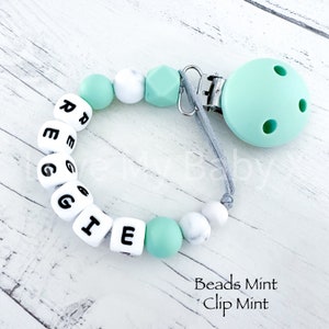 Personalised silicone dummy clip Baby shower gift First dummy chain Baby boy gift Personalized Pacifier Clip Soother Holder Mam Clip Bibs image 3