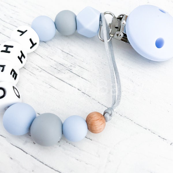 Boho Natural Personalised silicone dummy clip Baby shower gift First dummy chain Baby boy gift Pacifier Clip Soother Holder Mam Clip Bibs