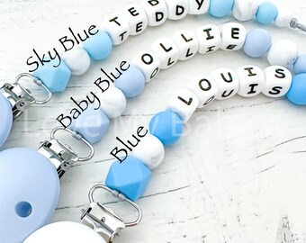 Personalised silicone dummy clip Baby shower gift First dummy chain Baby boy gift Personalized Pacifier Clip Soother Holder Mam Clip Bibs