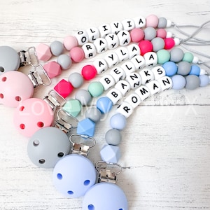 Customised dummy clip Baby shower gift First dummy chain Baby boy gift Personalized Pacifier Clip Soother Holder Mam dummy Clip Bibs