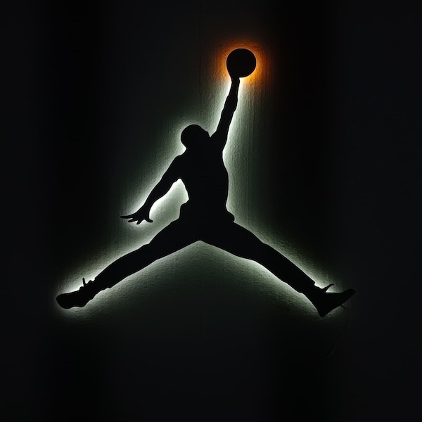 Michael Jordan Jumpman Metall-LED-Wandschild, NBA-Legende-LED-Zeichen, Spielraumdekor, RGB-Metallwand-LED-Dekor, Geschenk für Freund Art