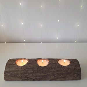 Handmade Wooden Tea Light Holder,Rustic Log Candle Holder, Farmhouse Home Decor Gift, Natural Centerpiece for Table