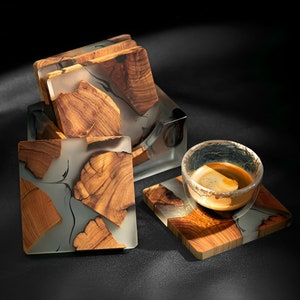 Handmade Wooden Epoxy Resin Coaster | Unique Home Gift | Wooden Coaster | Wedding Gifts | Wooden Coaster Set |  Unique Tea Drink Coasters