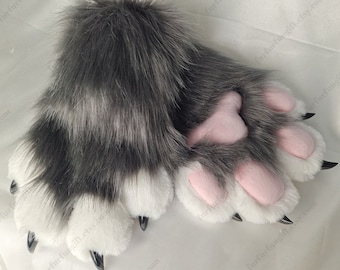 Grey Paws Gloves Cat Paws Shaped Fursuit Gloves With Claws Kawaii Furry Cosplay Costume Prop Cute Gift For Furry Gift For Children