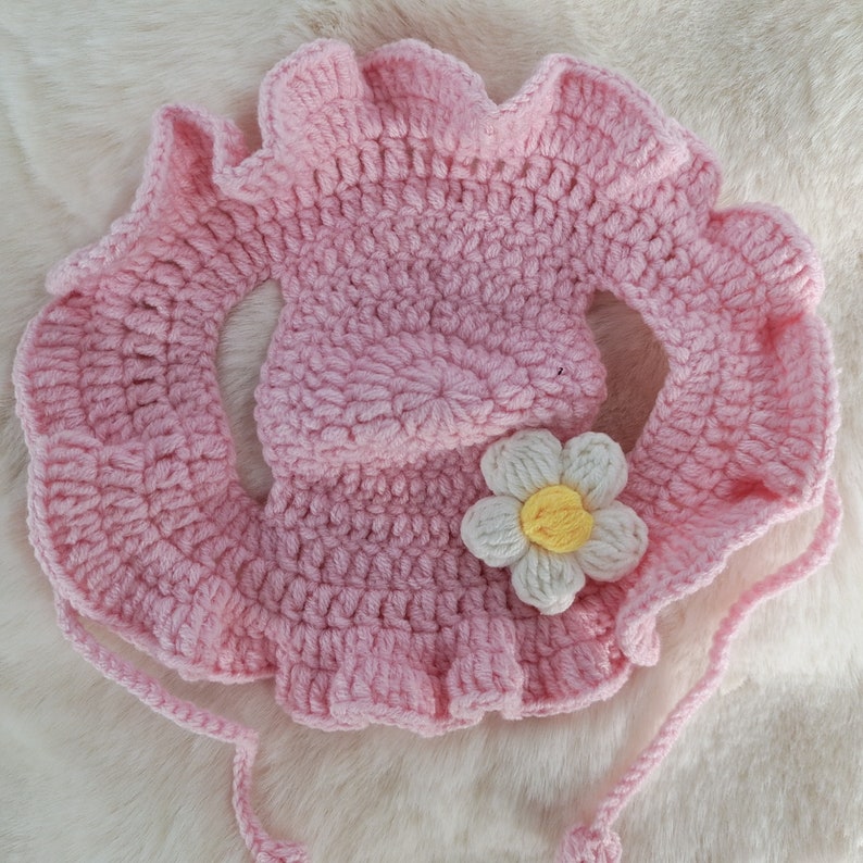 Handmade Knitted rosa Blume Haustier Hut adorable häkeln Katzen Zubehör Geschenke für Haustier-liebende Freunde und Hunde Geburtstage Rosa