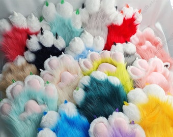 ¡20 colores! Guantes de patas hechos a mano, guantes de Fursuit con forma de garra de gato, accesorio de disfraz de Cosplay peludo Kawaii, regalo bonito para regalo peludo para niños