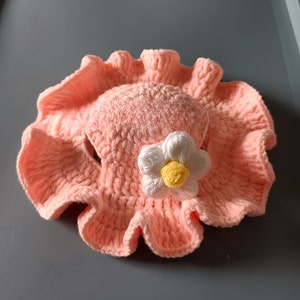 Handmade Knitted rosa Blume Haustier Hut adorable häkeln Katzen Zubehör Geschenke für Haustier-liebende Freunde und Hunde Geburtstage Orange